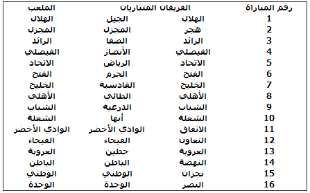 جدول كاس الملك 2015